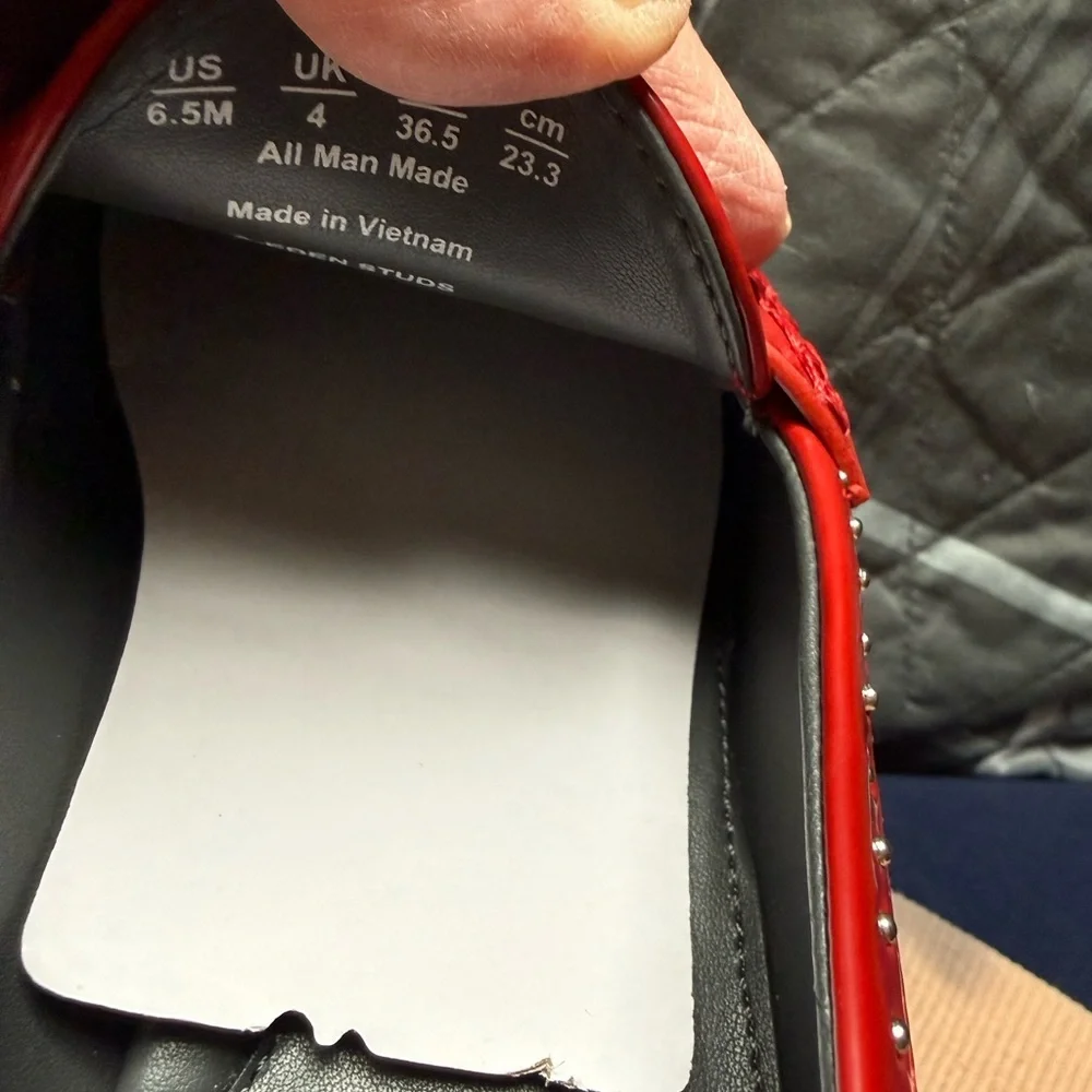 Franco Sarto Eden Studded Patten Red Loafer NIB Sz 6.5 - Picture 7 of 7